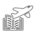 Book, travel, study outline icon. Line art sketch.65