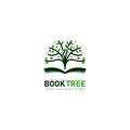 Book of tree logo, green tree growing on book icon illustration symbol of growth and improvement