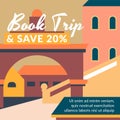 Book trip and save twenty percent off price banner
