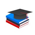 Book with vector graduation cap. Vector stock illustration Royalty Free Stock Photo