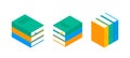 Book vector isometric stack school illustration icon. Children books flat library