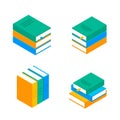 Book vector isometric stack school illustration icon. Children books flat library