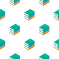 Book vector isometric stack school seamless illustration icon. Children books flat library