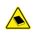 Book Warning sign yellow. Reading Hazard attention symbol. Danger road sign triangle psalterium Royalty Free Stock Photo