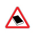 Book Warning sign yellow. Reading Hazard attention symbol. Danger road sign triangle psalterium