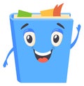 Book waving hand. Knowledge cartoon mascot. Education character Royalty Free Stock Photo