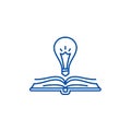 Book wisdom line icon concept. Book wisdom flat vector symbol, sign, outline illustration.