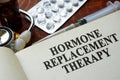 Book with words hormone replacement therapy