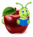 Book Worm Apple Cartoon Royalty Free Stock Photo