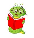 Book worm.Cartoon worm reading book.