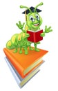 Book Worm Caterpillar Reading Cartoon Royalty Free Stock Photo