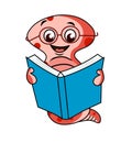 Book worm clipart Cartoon worm reading book illustration Royalty Free Stock Photo