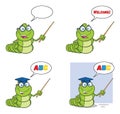 Book Worm Mascot Cartoon Character Set 3. Collection Royalty Free Stock Photo