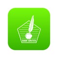 Book writer icon green vector