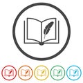 Book Writer Logo Template Design ring icon, color set