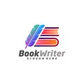 Book Writer Logo Template Design Vector, Feather Book Logo Design Concepts, Emblem, Design Concept, Creative Symbol, Icon Royalty Free Stock Photo