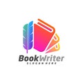 Book Writer Logo Template Design Vector, Feather Book Logo Design Concepts, Emblem, Design Concept, Creative Symbol, Icon
