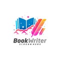 Book Writer Logo Template Design Vector, Feather Book Logo Design Concepts, Emblem, Design Concept, Creative Symbol, Icon Royalty Free Stock Photo