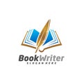 Book Writer Logo Template Design Vector, Feather Book Logo Design Concepts, Emblem, Design Concept, Creative Symbol, Icon Royalty Free Stock Photo