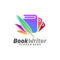 Book Writer Logo Template Design Vector, Feather Book Logo Design Concepts, Emblem, Design Concept, Creative Symbol, Icon Royalty Free Stock Photo