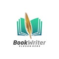 Book Writer Logo Template Design Vector, Feather Book Logo Design Concepts, Emblem, Design Concept, Creative Symbol, Icon Royalty Free Stock Photo