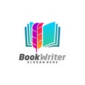 Book Writer Logo Template Design Vector, Feather Book Logo Design Concepts, Emblem, Design Concept, Creative Symbol, Icon Royalty Free Stock Photo