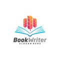 Book Writer Logo Template Design Vector, Feather Book Logo Design Concepts, Emblem, Design Concept, Creative Symbol, Icon Royalty Free Stock Photo