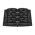 Book written in braille icon in black style isolated on white background.