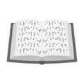 Book written in braille icon in monochrome style isolated on white background. Interpreter and translator symbol stock