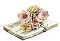 Book with rose flowers watercolor illustration Royalty Free Stock Photo