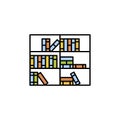 bookcase, books, bookshelf line illustration. element of education illustration icons. Signs, symbols can be used for