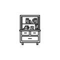 bookcase, books, bookshelf line illustration icon on white background