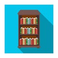 Bookcase with books icon in flat style isolated on white background. Library and bookstore symbol stock vector Royalty Free Stock Photo