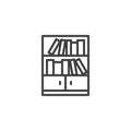 Bookcase with books line icon