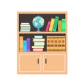 Bookcase with colorful books in flat style Royalty Free Stock Photo