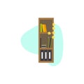 A Bookcase for Documents Storage in Office Interior. Vector Illustration of Bookshelf