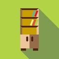 Bookcase icon, flat style Royalty Free Stock Photo