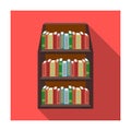 Bookcase icon in flat style isolated on white background. Library and bookstore symbol stock vector illustration. Royalty Free Stock Photo