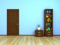 Bookcase and nightstand at the door Royalty Free Stock Photo