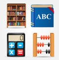 Bookcase, Notepad, Calculator, Abacus Icon Vector Royalty Free Stock Photo