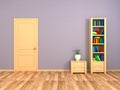 Bookcase and nughtstand at the door