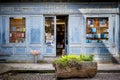 SAINT-MALO, FRANCE. Bookcase with wooden facade of ancient books with a retro charm.