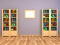 Bookcases at the wall Royalty Free Stock Photo