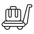 Booking bag trolley icon outline vector. Hotel cart