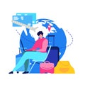 Booking Flight Tickets Online Flat Vector Concept