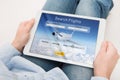 Booking flight travel traveler search reservation holiday page Royalty Free Stock Photo