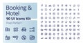 Booking and hotel pixel perfect linear ui icons kit Royalty Free Stock Photo