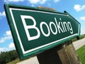 Booking road sign