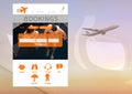 Bookings Holiday break App Interface with airplane