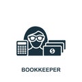 Bookkeeper icon. Monochrome simple Accounting icon for templates, web design and infographics